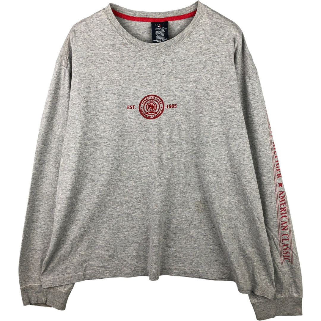 Vintage 90'S Tommy Hilfiger long-sleeved T-shirt, men's size XXL cotton gray type Vintage Second Hand