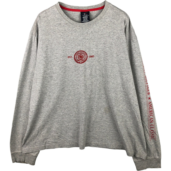 Vintage 90'S Tommy Hilfiger long-sleeved T-shirt, men's size XXL cotton gray type Vintage Second Hand