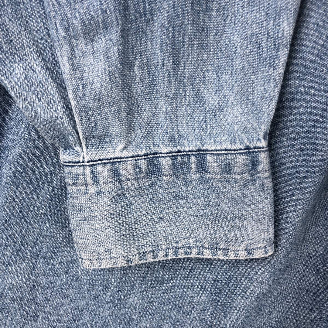 LANDS' END long-sleeved button-down denim shirt, men's size M cotton Blue type light blue Vintage Second Hand