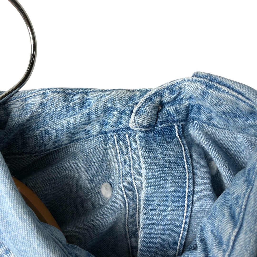 90'S LLBean Long Sleeve Button-Down Denim Shirt, Made in Canada, Men's Size Medium, Vintage cotton blue type Vintage Second Hand