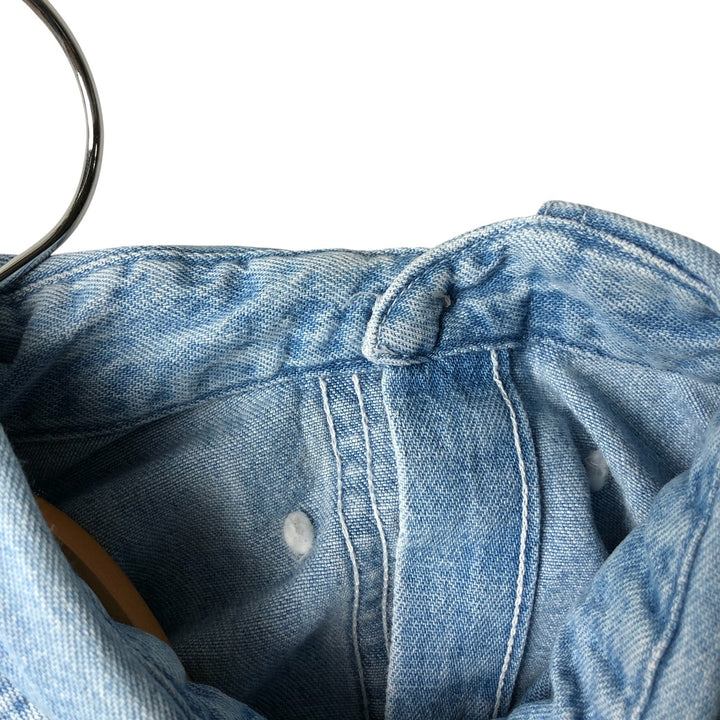 90'S LLBean Long Sleeve Button-Down Denim Shirt, Made in Canada, Men's Size Medium, Vintage cotton blue type Vintage Second Hand