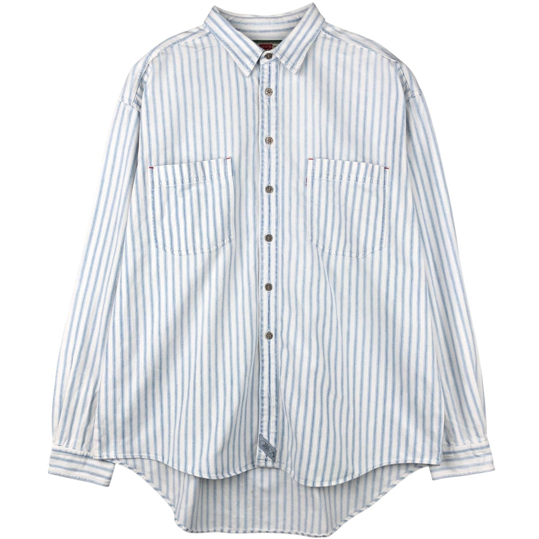 90'S Vintage Levi's Long Sleeve Cotton Striped Shirt, Men's Size XL cotton Blue type light blue Vintage Second Hand