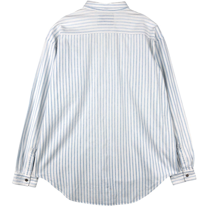 90'S Vintage Levi's Long Sleeve Cotton Striped Shirt, Men's Size XL cotton Blue type light blue Vintage Second Hand