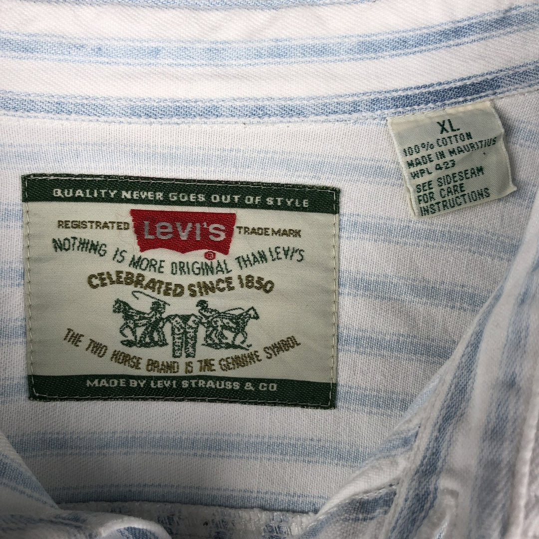90'S Vintage Levi's Long Sleeve Cotton Striped Shirt, Men's Size XL cotton Blue type light blue Vintage Second Hand