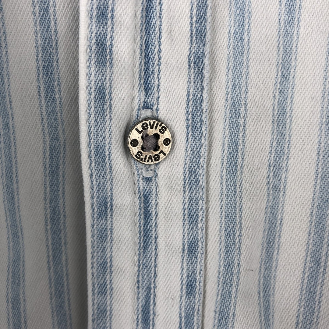 90'S Vintage Levi's Long Sleeve Cotton Striped Shirt, Men's Size XL cotton Blue type light blue Vintage Second Hand