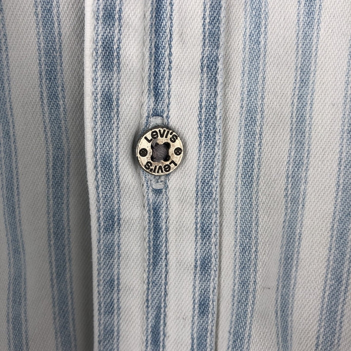 90'S Vintage Levi's Long Sleeve Cotton Striped Shirt, Men's Size XL cotton Blue type light blue Vintage Second Hand