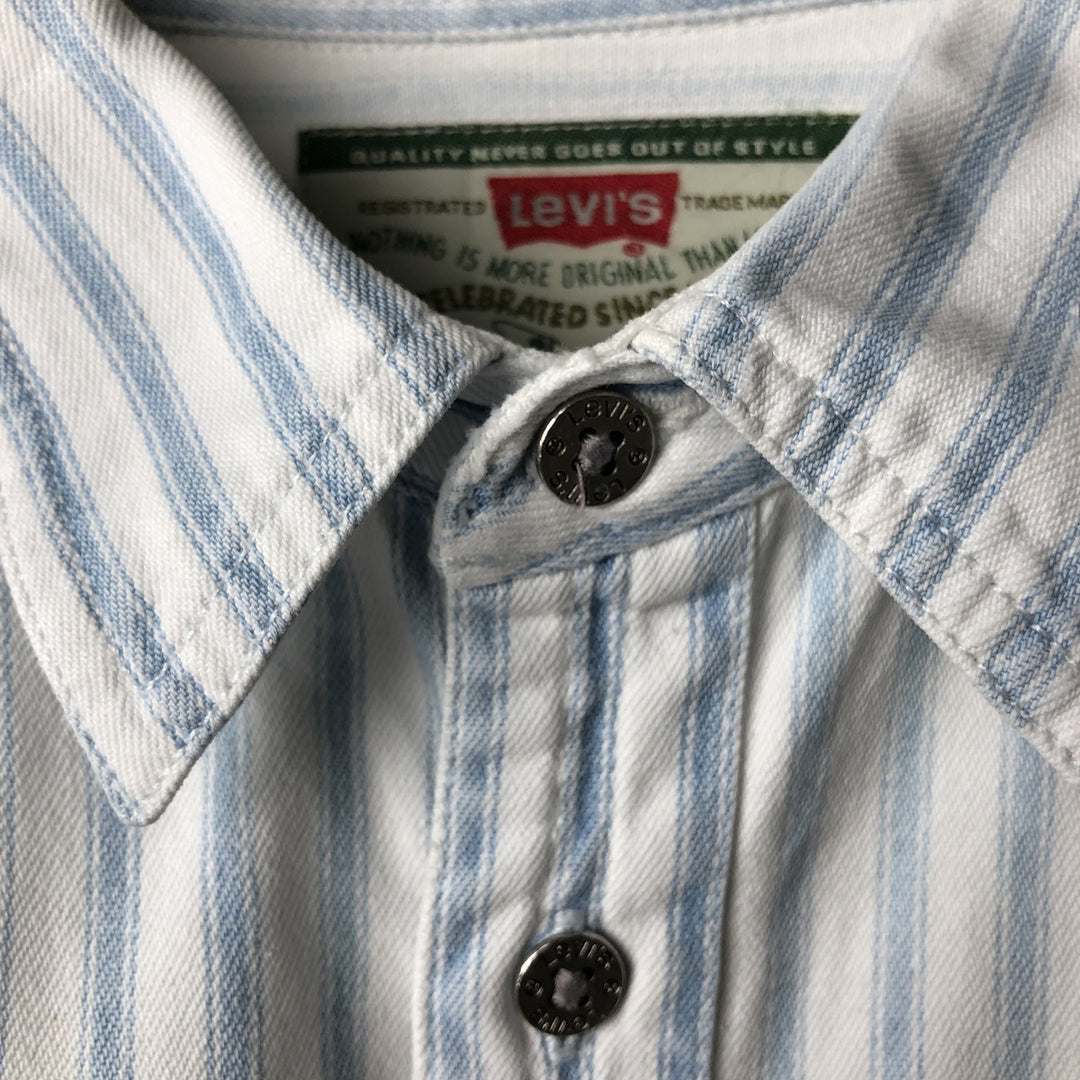 90'S Vintage Levi's Long Sleeve Cotton Striped Shirt, Men's Size XL cotton Blue type light blue Vintage Second Hand