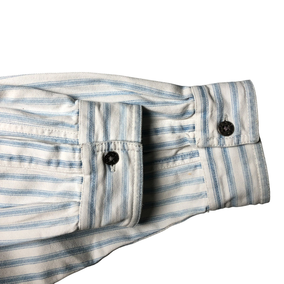 90'S Vintage Levi's Long Sleeve Cotton Striped Shirt, Men's Size XL cotton Blue type light blue Vintage Second Hand