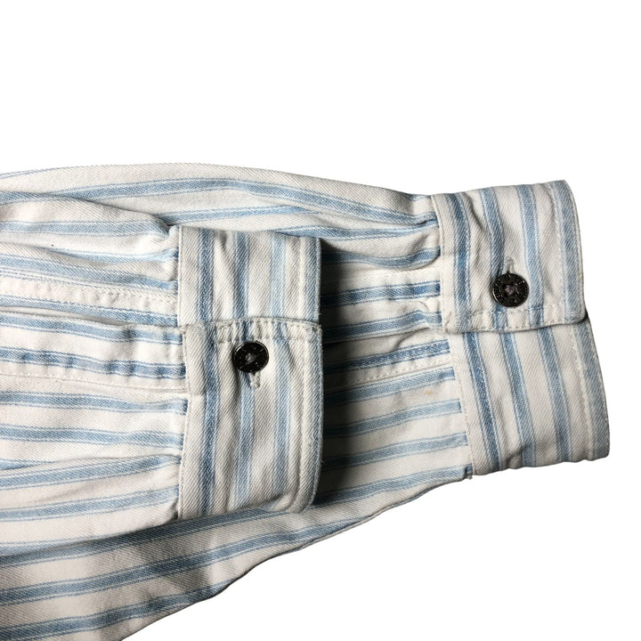 90'S Vintage Levi's Long Sleeve Cotton Striped Shirt, Men's Size XL cotton Blue type light blue Vintage Second Hand