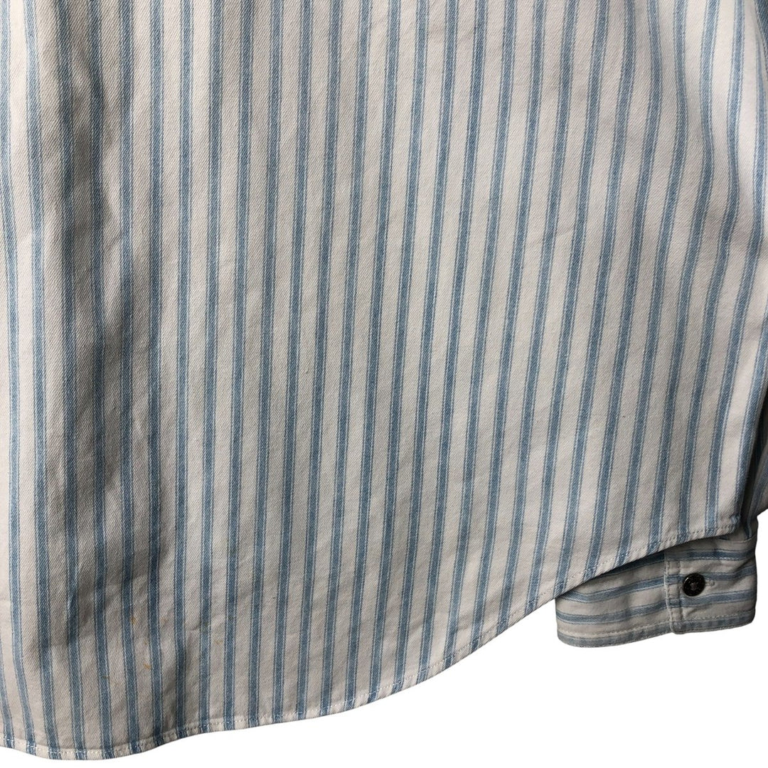 90'S Vintage Levi's Long Sleeve Cotton Striped Shirt, Men's Size XL cotton Blue type light blue Vintage Second Hand