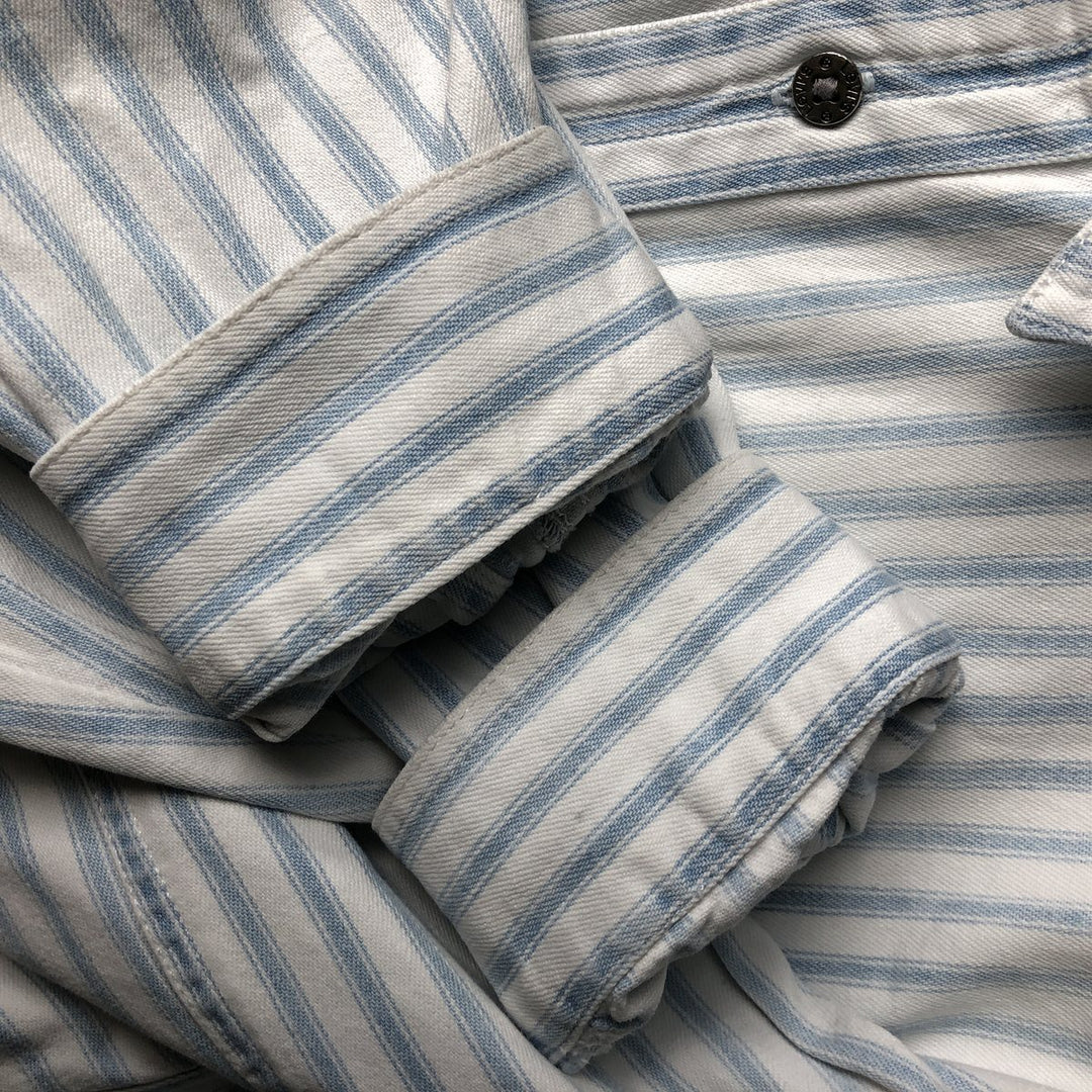 90'S Vintage Levi's Long Sleeve Cotton Striped Shirt, Men's Size XL cotton Blue type light blue Vintage Second Hand