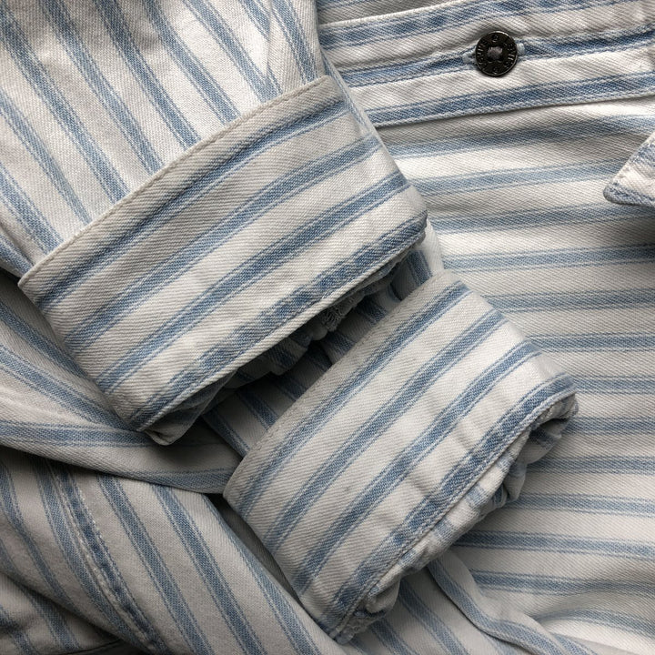 90'S Vintage Levi's Long Sleeve Cotton Striped Shirt, Men's Size XL cotton Blue type light blue Vintage Second Hand