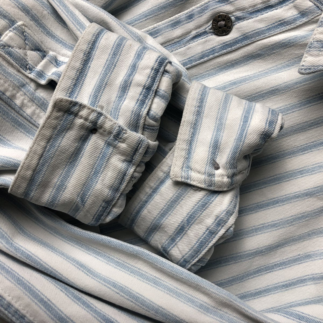 90'S Vintage Levi's Long Sleeve Cotton Striped Shirt, Men's Size XL cotton Blue type light blue Vintage Second Hand