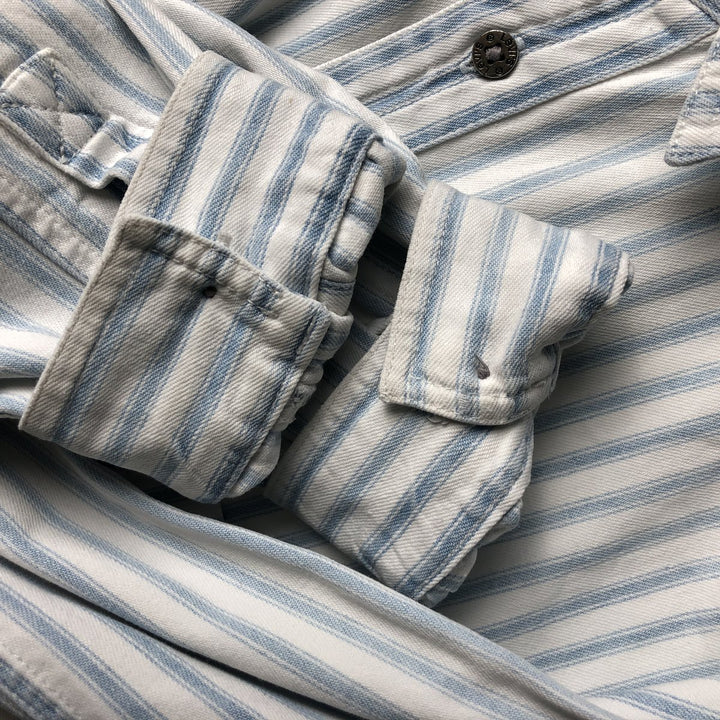 90'S Vintage Levi's Long Sleeve Cotton Striped Shirt, Men's Size XL cotton Blue type light blue Vintage Second Hand