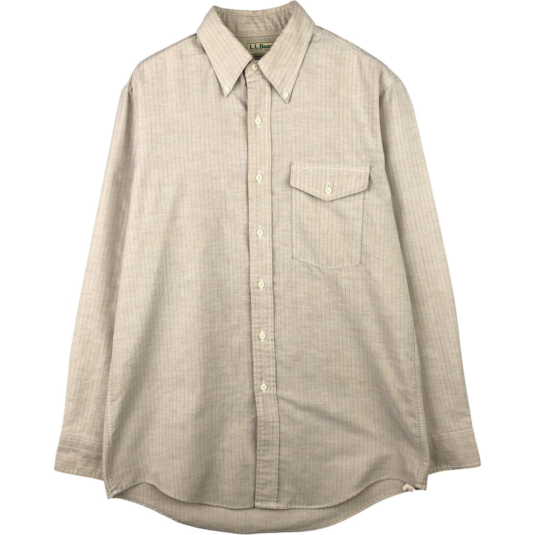 Vintage LLBean long-sleeved button-down striped shirt from the 1980'S to 1990s, made in the USA, size L. unclear Beige type Vintage Second Hand