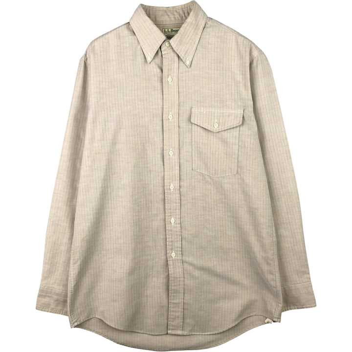 Vintage LLBean long-sleeved button-down striped shirt from the 1980'S to 1990s, made in the USA, size L. unclear Beige type Vintage Second Hand