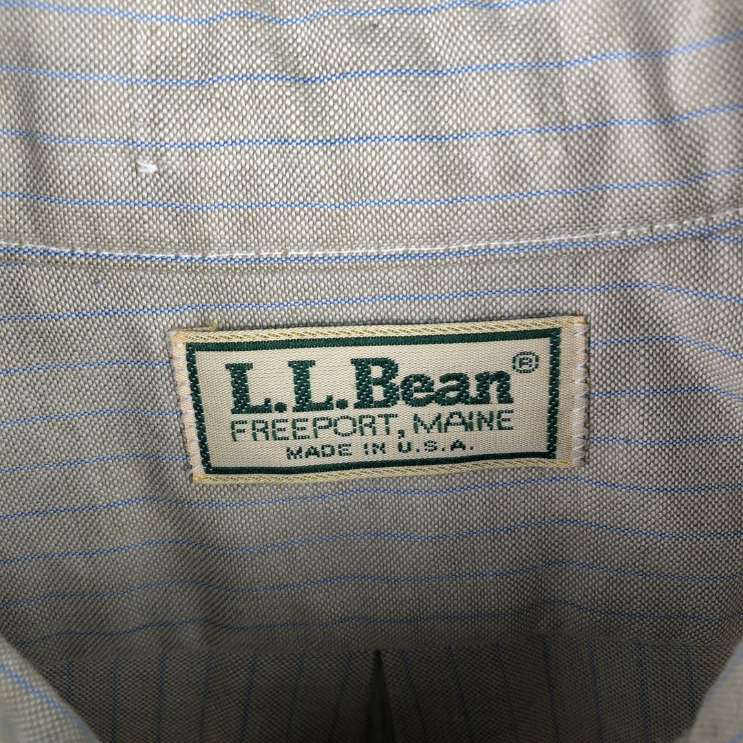 Vintage LLBean long-sleeved button-down striped shirt from the 1980'S to 1990s, made in the USA, size L. unclear Beige type Vintage Second Hand
