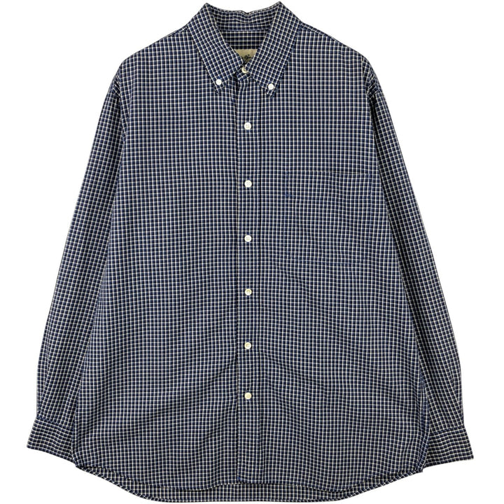 Eddie Bauer Long Sleeve Button-Down Check Shirt, Men's Size M cotton black type Vintage Second Hand