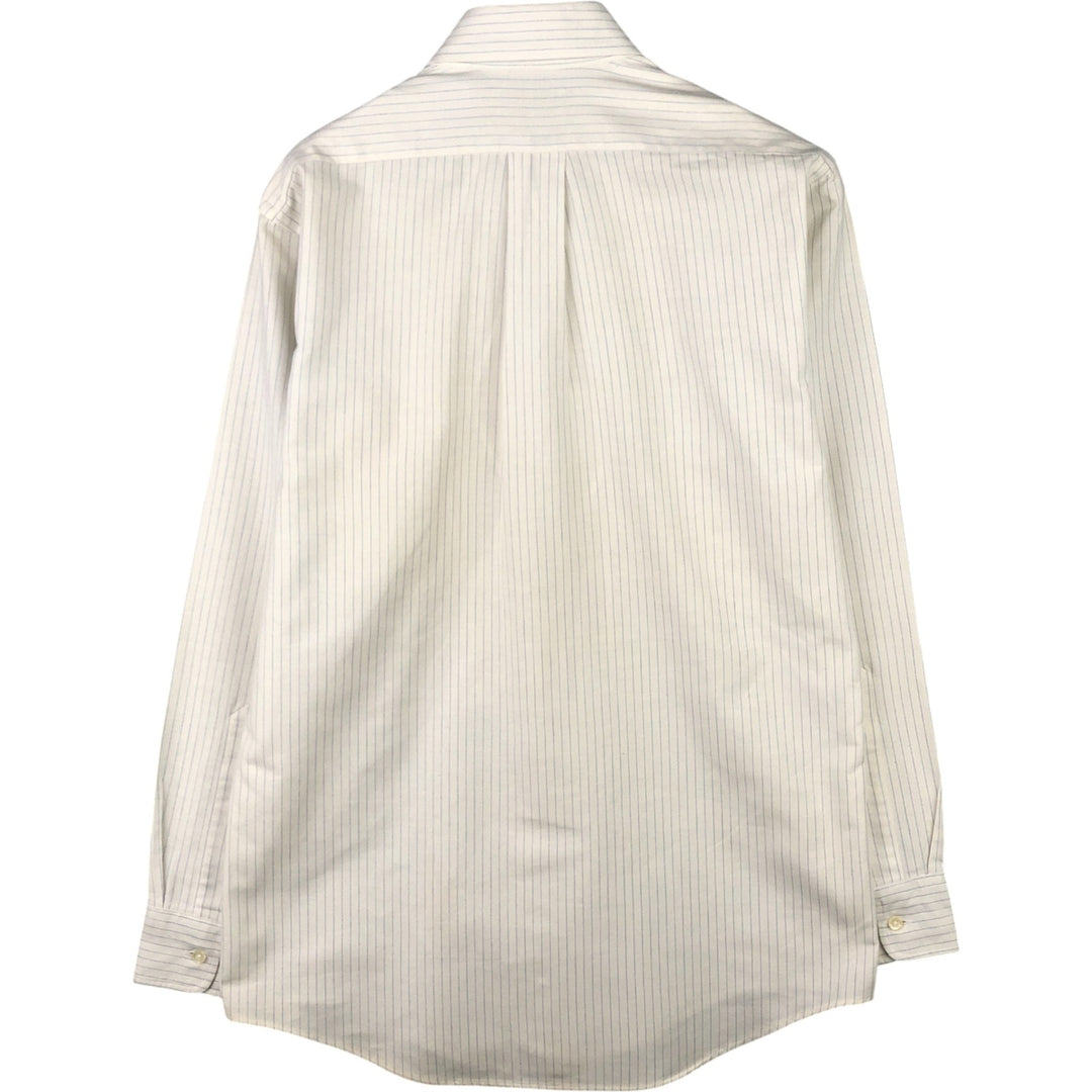 80s-90'S LLBean Long Sleeve Button-Down Striped Shirt Made in USA Men's M Size Vintage cotton white type Vintage Second Hand