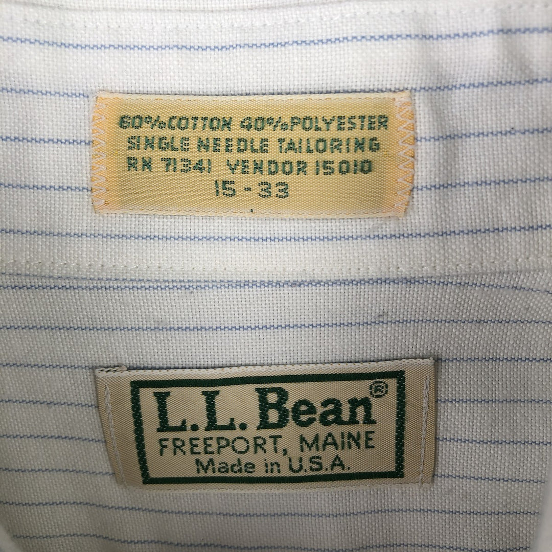 80s-90'S LLBean Long Sleeve Button-Down Striped Shirt Made in USA Men's M Size Vintage cotton white type Vintage Second Hand