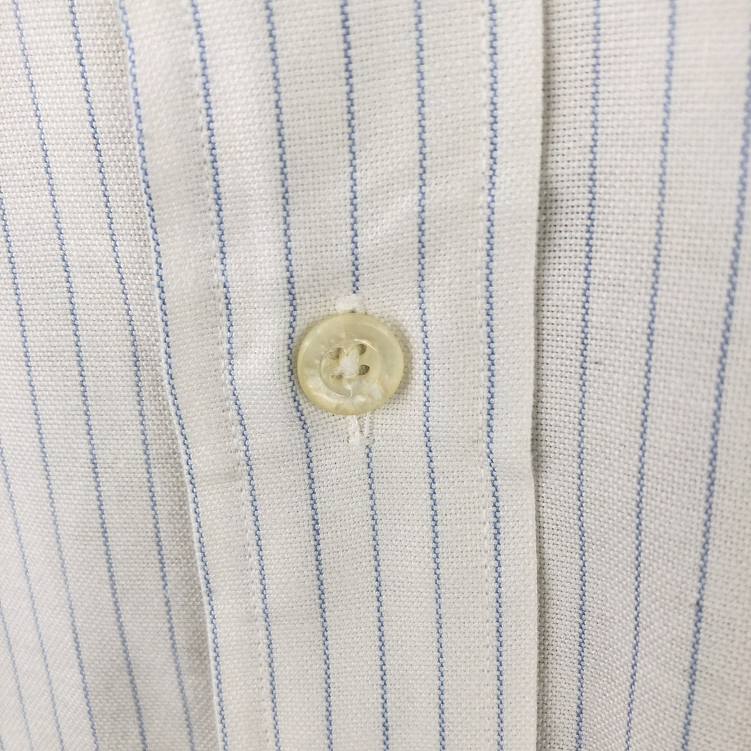80s-90'S LLBean Long Sleeve Button-Down Striped Shirt Made in USA Men's M Size Vintage cotton white type Vintage Second Hand