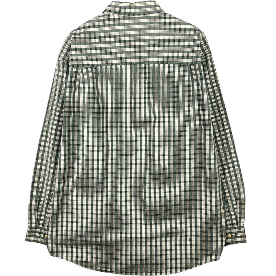 Eddie Bauer Long Sleeve Button-Down Check Shirt, Men's Size L cotton green type Vintage Second Hand