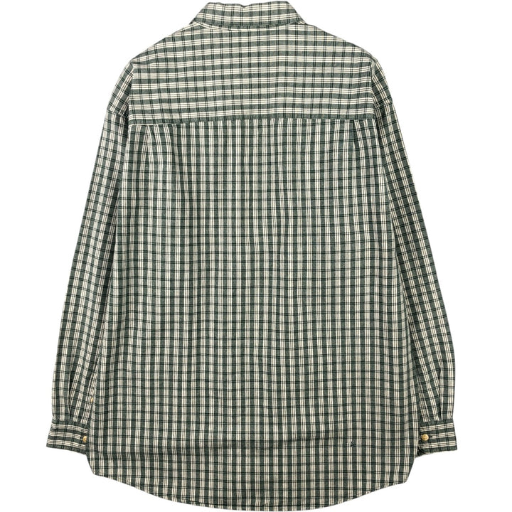 Eddie Bauer Long Sleeve Button-Down Check Shirt, Men's Size L cotton green type Vintage Second Hand