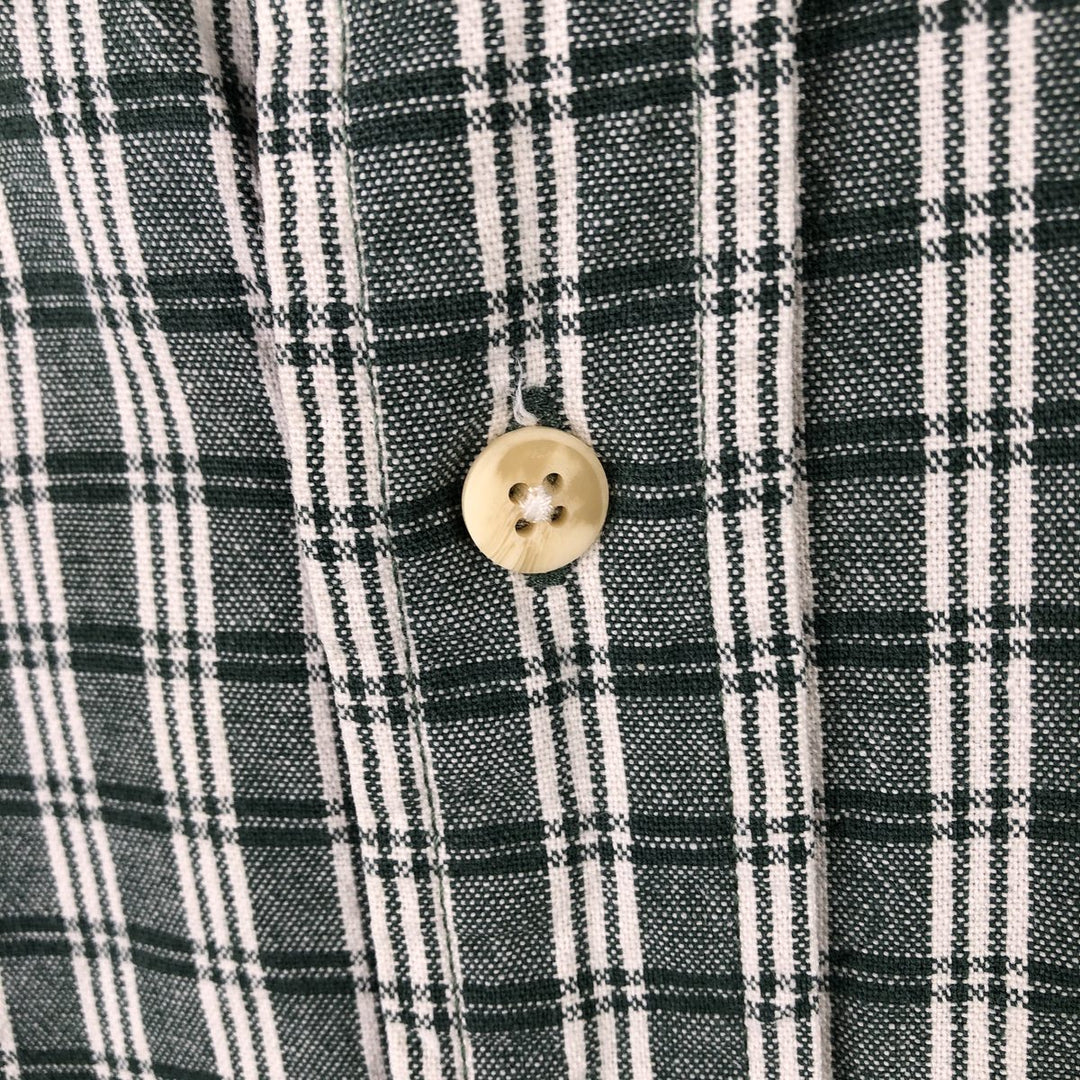Eddie Bauer Long Sleeve Button-Down Check Shirt, Men's Size L cotton green type Vintage Second Hand