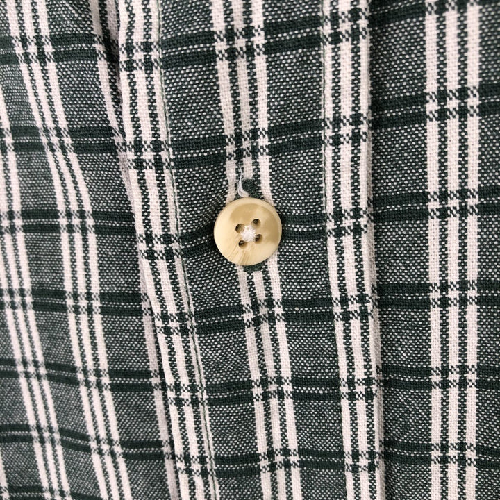 Eddie Bauer Long Sleeve Button-Down Check Shirt, Men's Size L cotton green type Vintage Second Hand