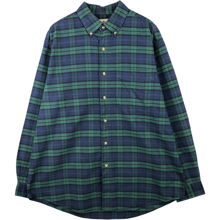 Vintage LL Bean Blackwatch Check Long Sleeve Button-Down Check Shirt from the 1980'S to 1990s, Men's Size L cotton Green type dark green Vintage Second Hand