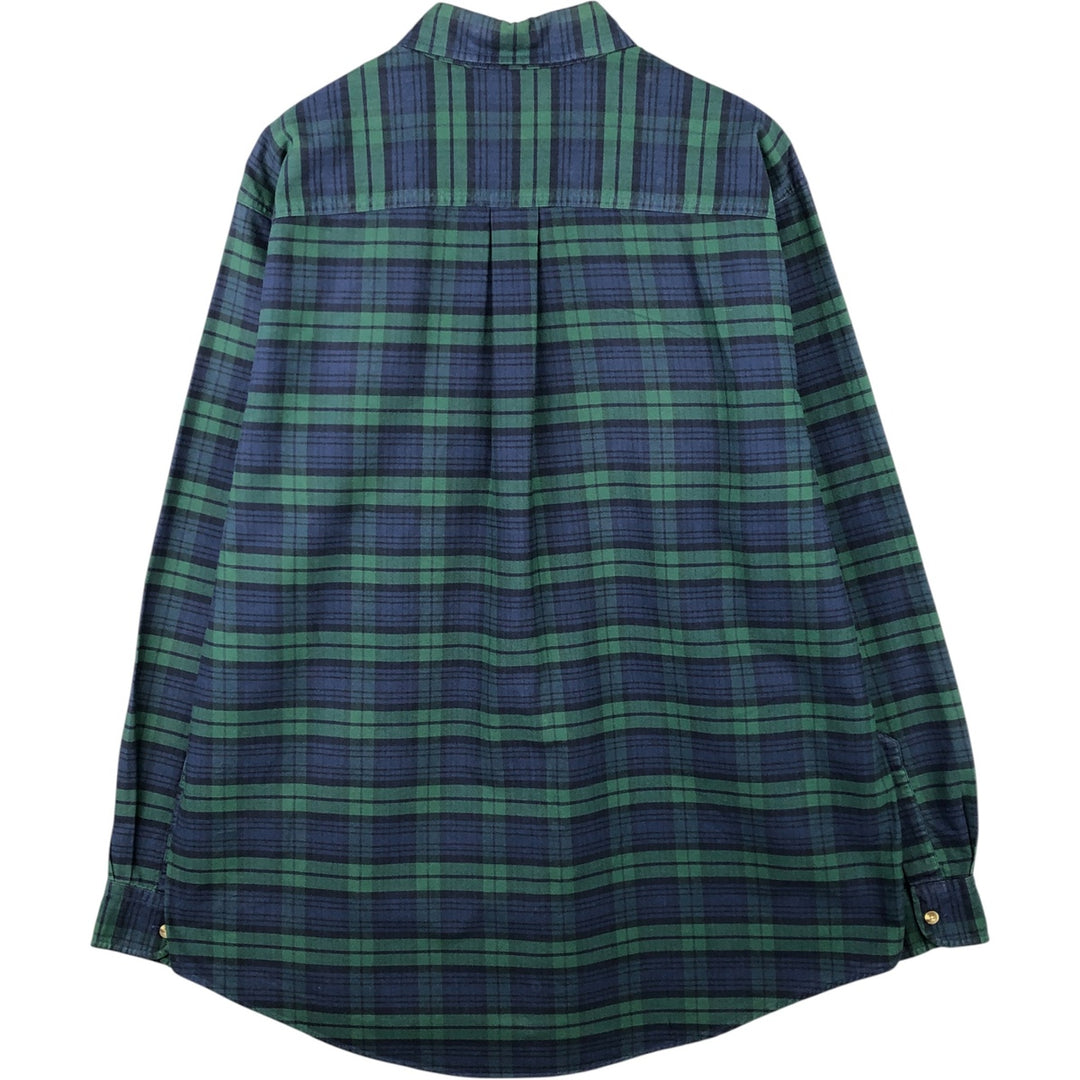 Vintage LL Bean Blackwatch Check Long Sleeve Button-Down Check Shirt from the 1980'S to 1990s, Men's Size L cotton Green type dark green Vintage Second Hand