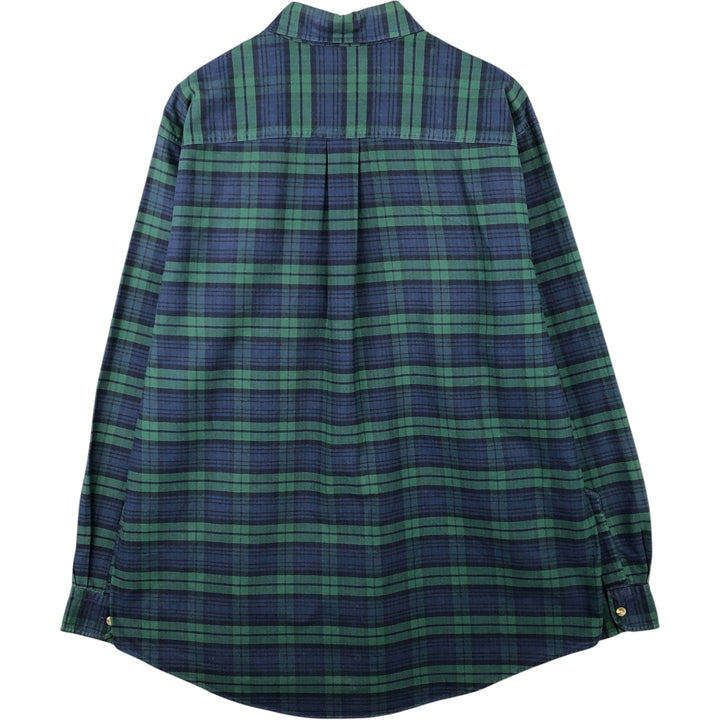 Vintage LL Bean Blackwatch Check Long Sleeve Button-Down Check Shirt from the 1980'S to 1990s, Men's Size L cotton Green type dark green Vintage Second Hand