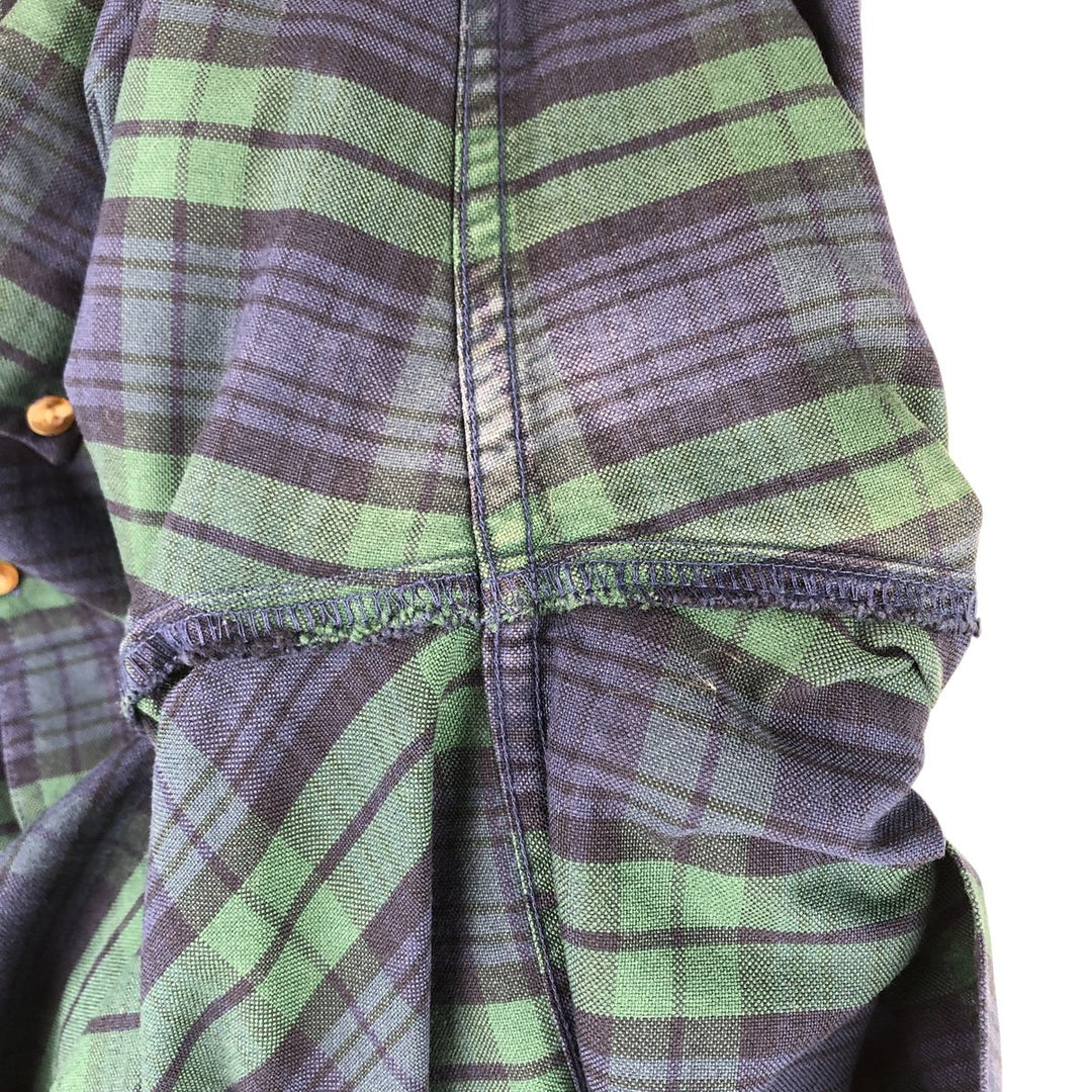 Vintage LL Bean Blackwatch Check Long Sleeve Button-Down Check Shirt from the 1980'S to 1990s, Men's Size L cotton Green type dark green Vintage Second Hand