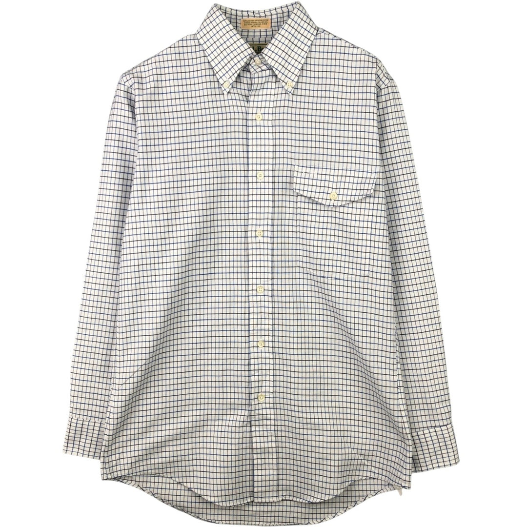 Vintage LLBean long-sleeved button-down check shirt from the 1980'S to 1990s, made in the USA, size M. cotton white type Vintage Second Hand