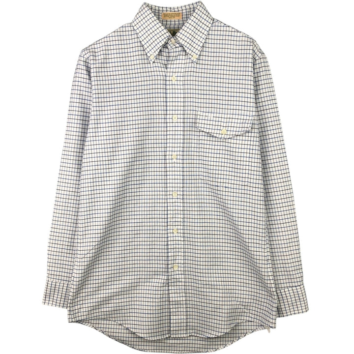 Vintage LLBean long-sleeved button-down check shirt from the 1980'S to 1990s, made in the USA, size M. cotton white type Vintage Second Hand