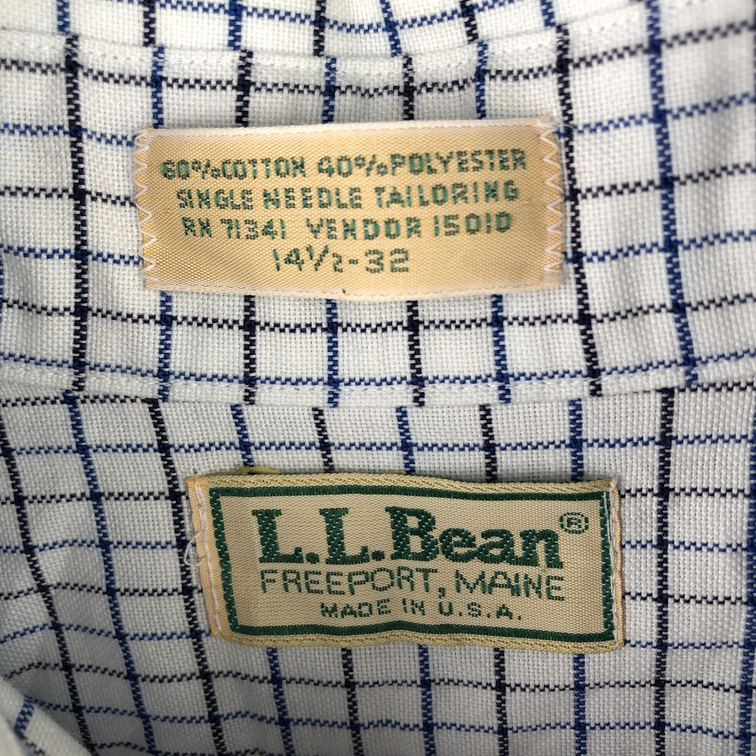Vintage LLBean long-sleeved button-down check shirt from the 1980'S to 1990s, made in the USA, size M. cotton white type Vintage Second Hand