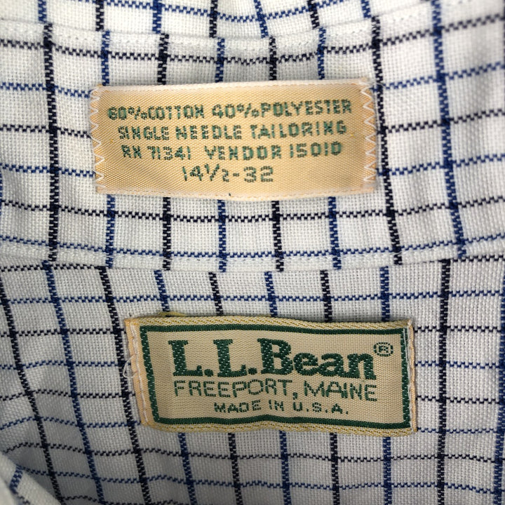 Vintage LLBean long-sleeved button-down check shirt from the 1980'S to 1990s, made in the USA, size M. cotton white type Vintage Second Hand