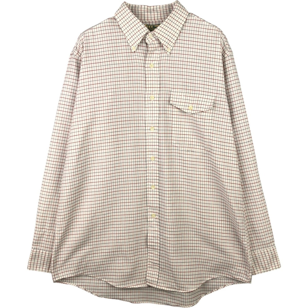 Vintage LLBean long-sleeved button-down check shirt from the 1980'S to 1990s, made in the USA, men's size XL unclear white type Vintage Second Hand