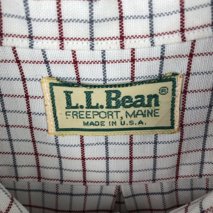 Vintage LLBean long-sleeved button-down check shirt from the 1980'S to 1990s, made in the USA, men's size XL unclear white type Vintage Second Hand