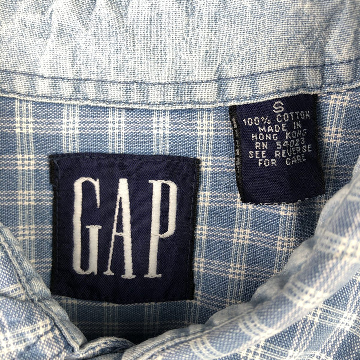 90'S GAP Vintage Long Sleeve Cotton Check Shirt, Men's Size Small cotton Blue type light blue Vintage Second Hand