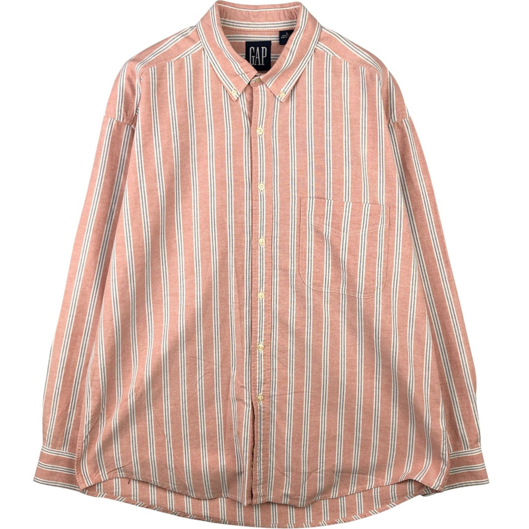 90'S GAP Vintage Long Sleeve Button-Down Striped Shirt, Men's Size L cotton orange type Vintage Second Hand