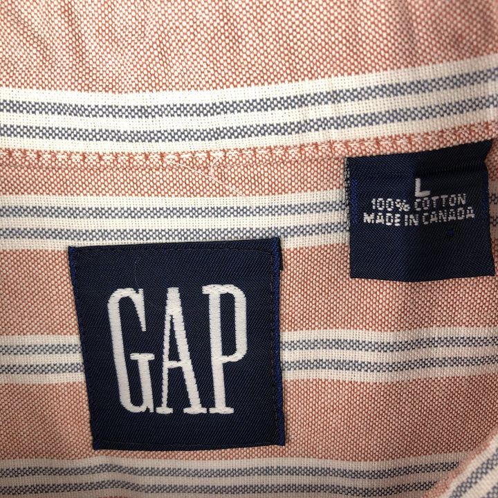 90'S GAP Vintage Long Sleeve Button-Down Striped Shirt, Men's Size L cotton orange type Vintage Second Hand