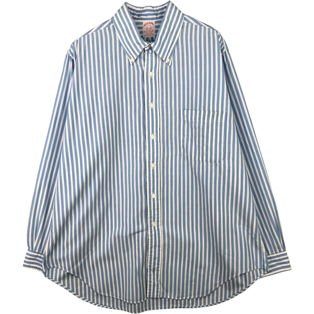 Vintage 1980s-1990'S Brooks Brothers Est. 1818 long-sleeved button-down striped shirt, Made in USA, Men's XL cotton Blue type light blue Vintage Second Hand
