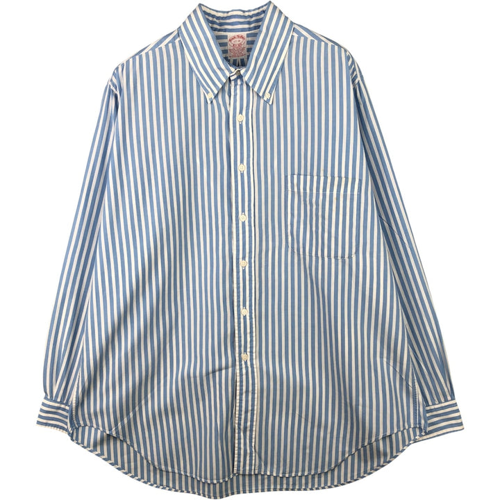 Vintage 1980s-1990'S Brooks Brothers Est. 1818 long-sleeved button-down striped shirt, Made in USA, Men's XL cotton Blue type light blue Vintage Second Hand