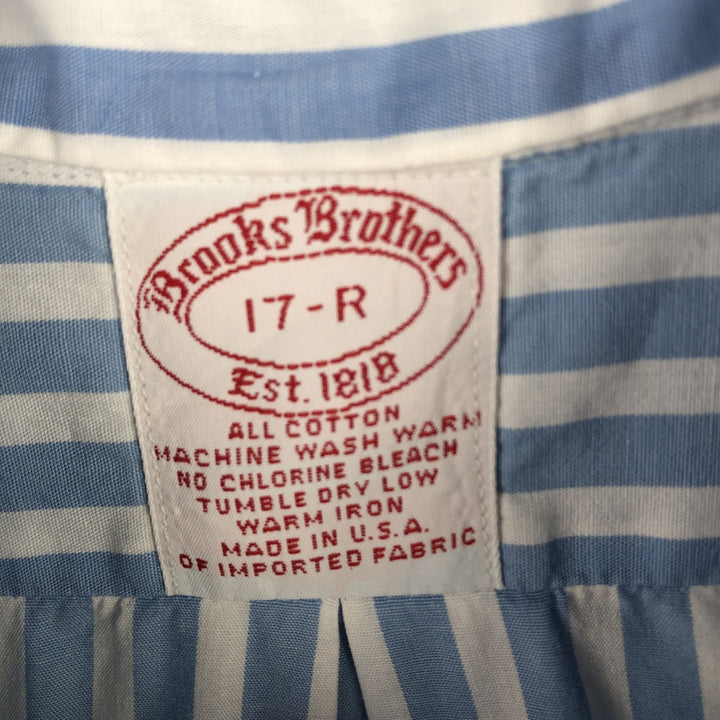 Vintage 1980s-1990'S Brooks Brothers Est. 1818 long-sleeved button-down striped shirt, Made in USA, Men's XL cotton Blue type light blue Vintage Second Hand