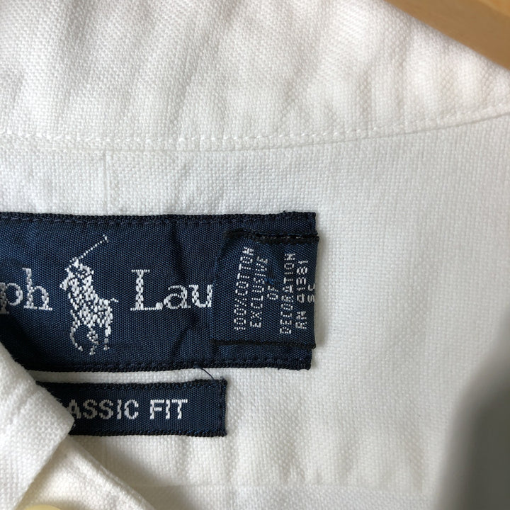 Ralph Lauren Classic Fit Long Sleeve Button Down Shirt, Men's Size L cotton white type Vintage Second Hand
