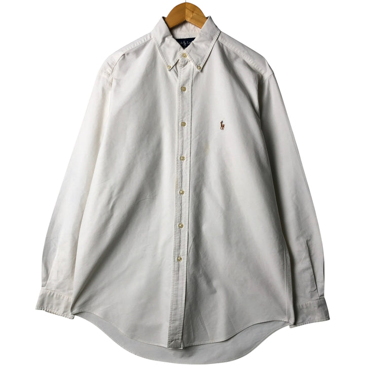 Ralph Lauren YARMOUTH long sleeve button down shirt, men's size M cotton white type Vintage Second Hand
