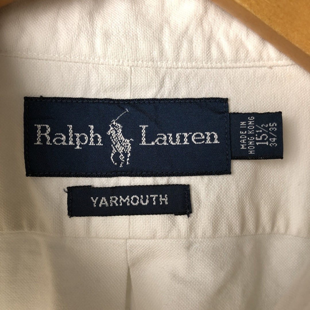 Ralph Lauren YARMOUTH long sleeve button down shirt, men's size M cotton white type Vintage Second Hand