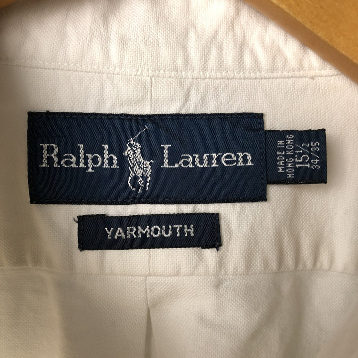 Ralph Lauren YARMOUTH long sleeve button down shirt, men's size M cotton white type Vintage Second Hand