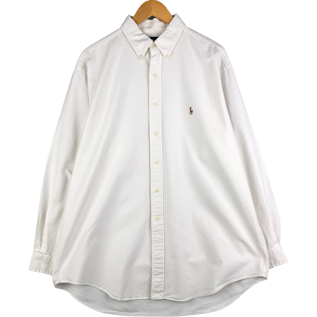 Ralph Lauren YARMOUTH long sleeve button down shirt, men's XL size cotton white type Vintage Second Hand